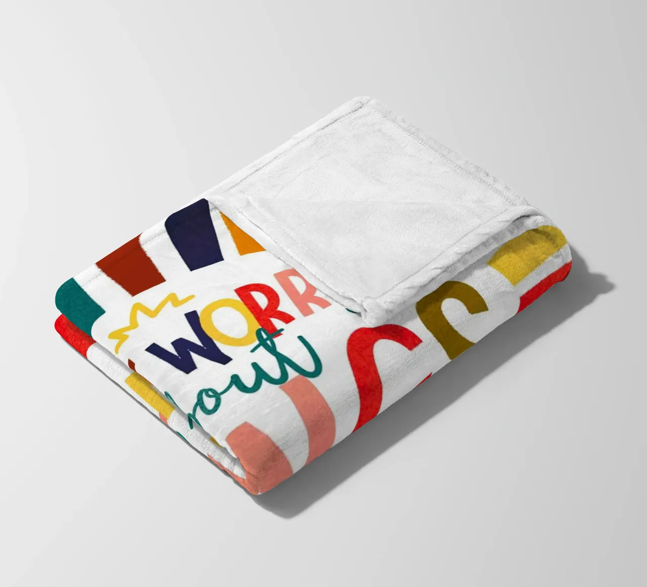 "Don't Worry" Motivational Quote Art Print - Colorful Rays coperta in pile da showmemars
