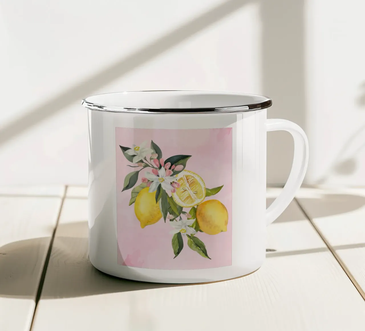 Lemon Poster, Lemon Print Decor, Italian Wall Art Trendy Art enamel mug by Bella Studio