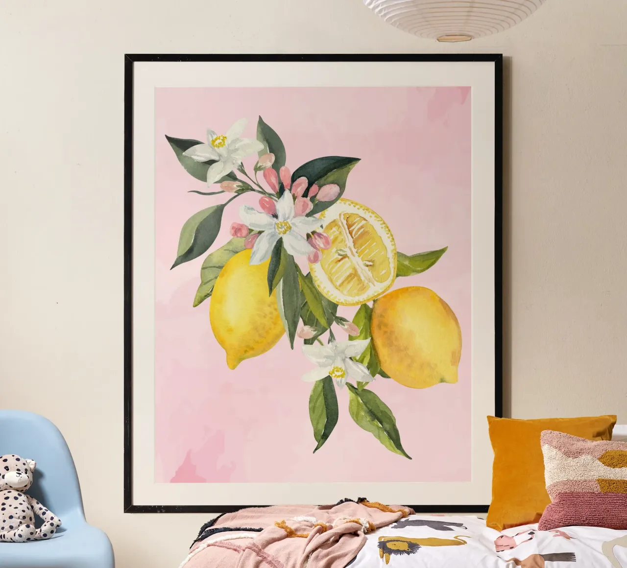 Zitrone Poster, Zitrone Druck Dekor, Italienische Wandkunst Trendy Art Poster mit Aluminium Rahmen von Bella Studio