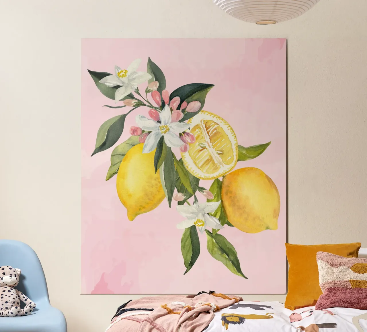 Zitrone Poster, Zitrone Druck Dekor, Italienische Wandkunst Trendy Art Poster mit Aluminium Rahmen von Bella Studio