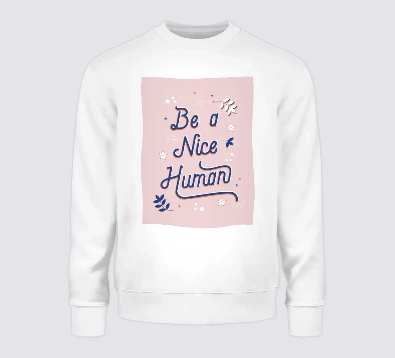 "Be a Nice Human" Calligraphic Art Print - Light Pink felpa da showmemars