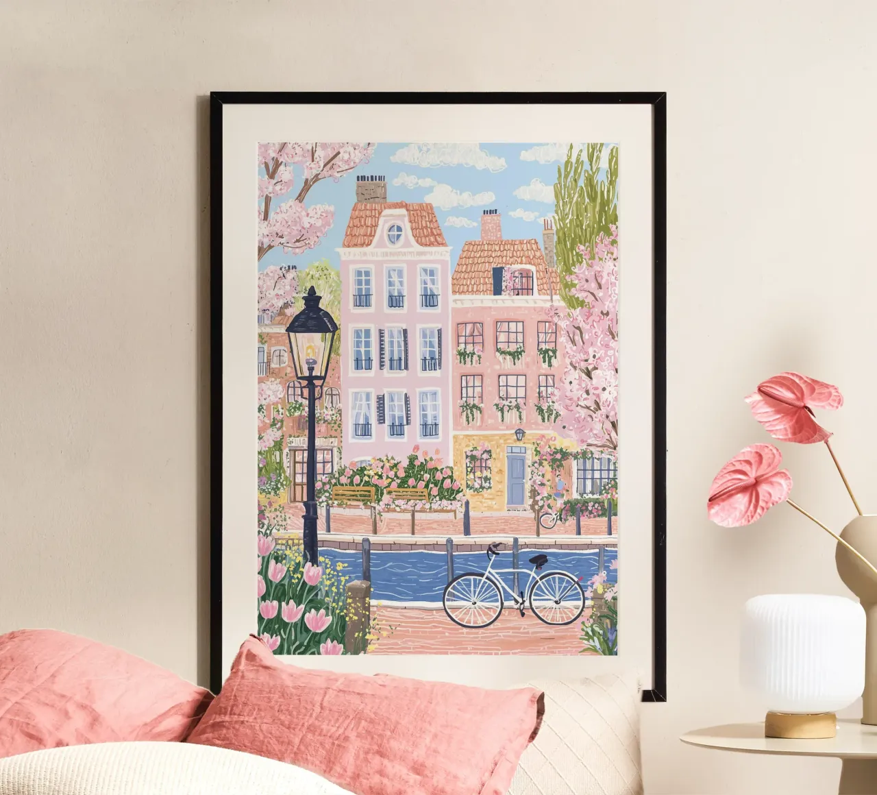 Poster Amsterdam, Paesi Bassi in primavera, stampa floreale d'arte poster da Gaia