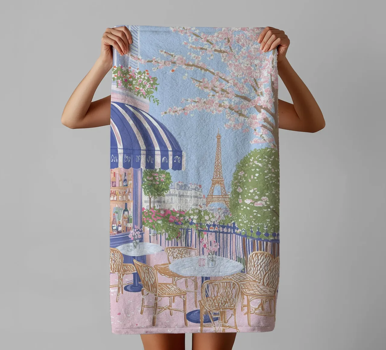 Paris Wall Art, Parijs Reisprent, Frankrijk in de Lente Poster badhanddoek van Gaia