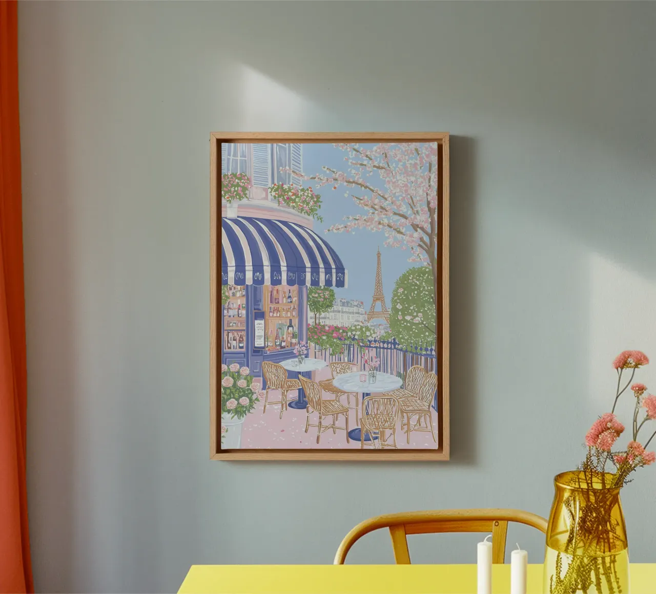 Arte da parete di Parigi, stampa di viaggio di Parigi, poster Francia in primavera tela con Cornice a cassetta da Gaia