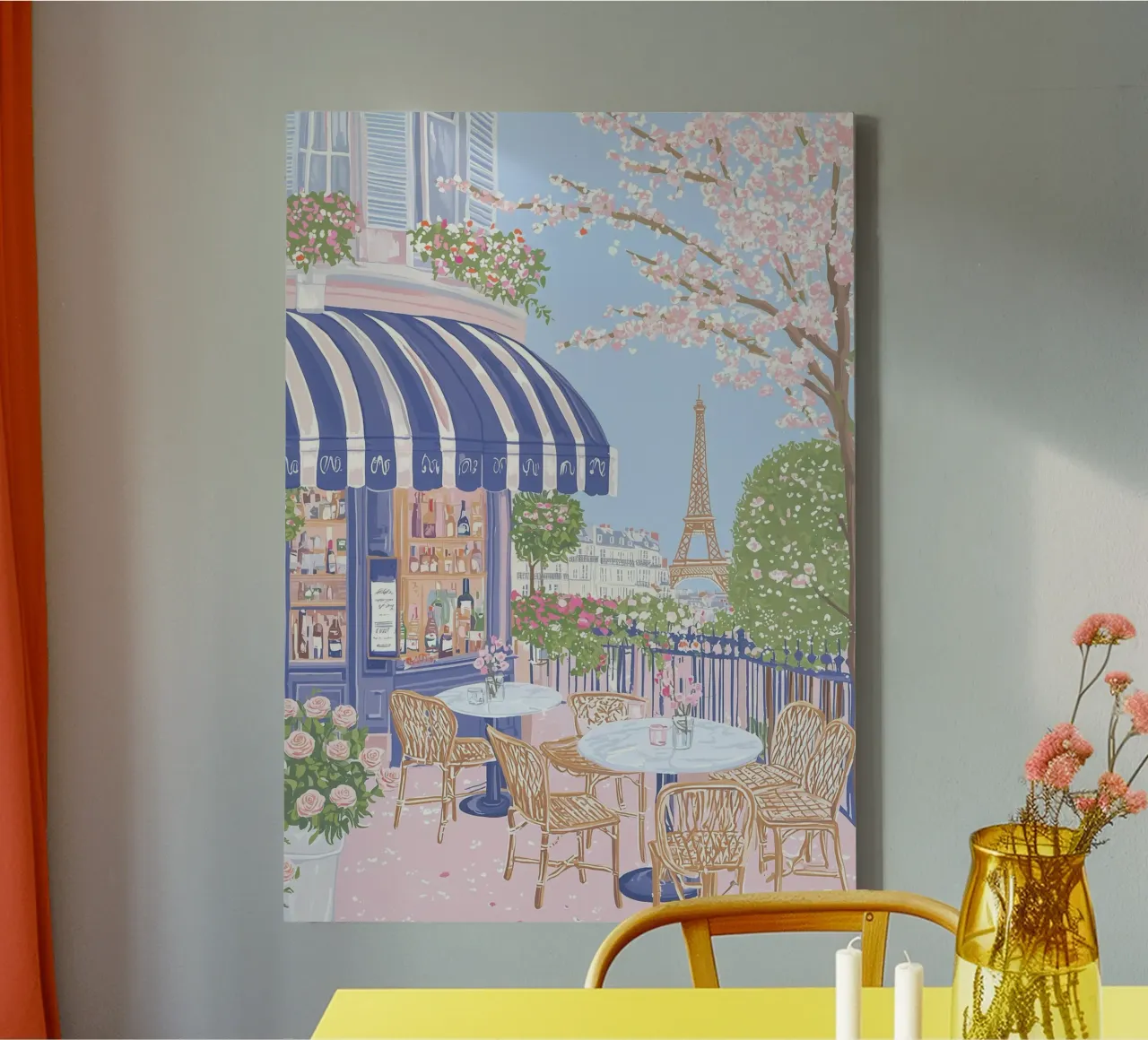 Arte da parete di Parigi, stampa di viaggio di Parigi, poster Francia in primavera tela con Cornice a cassetta da Gaia