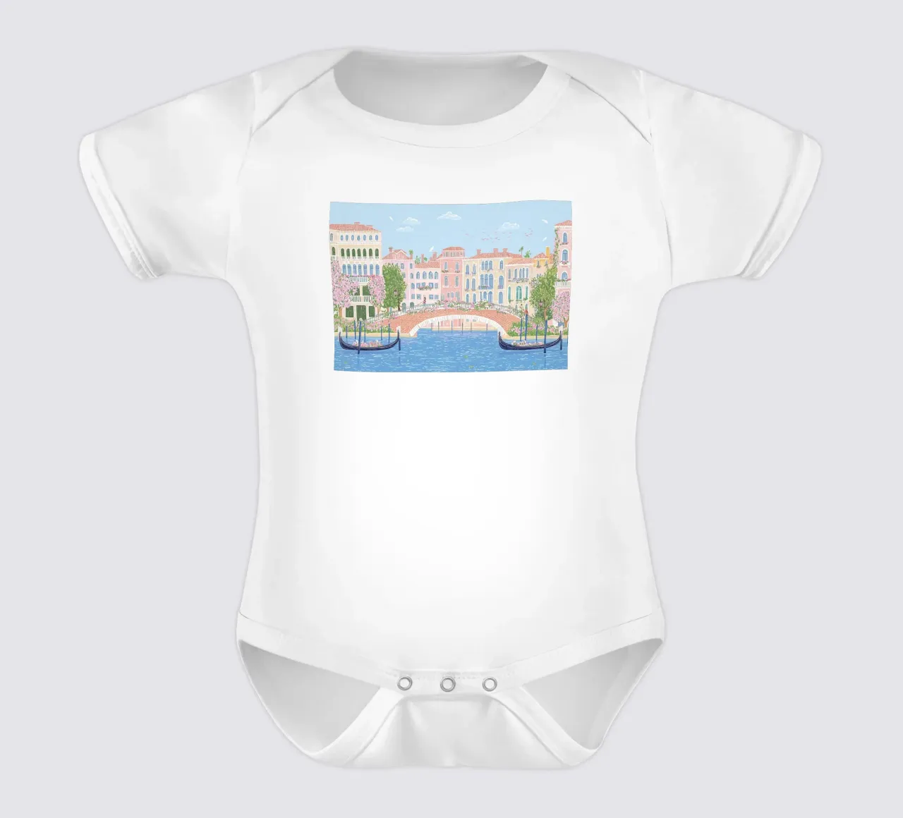 Venedig Poster, Italien Wandkunst, Italienisches Poster im Frühling Kurzarm Babybody von Gaia