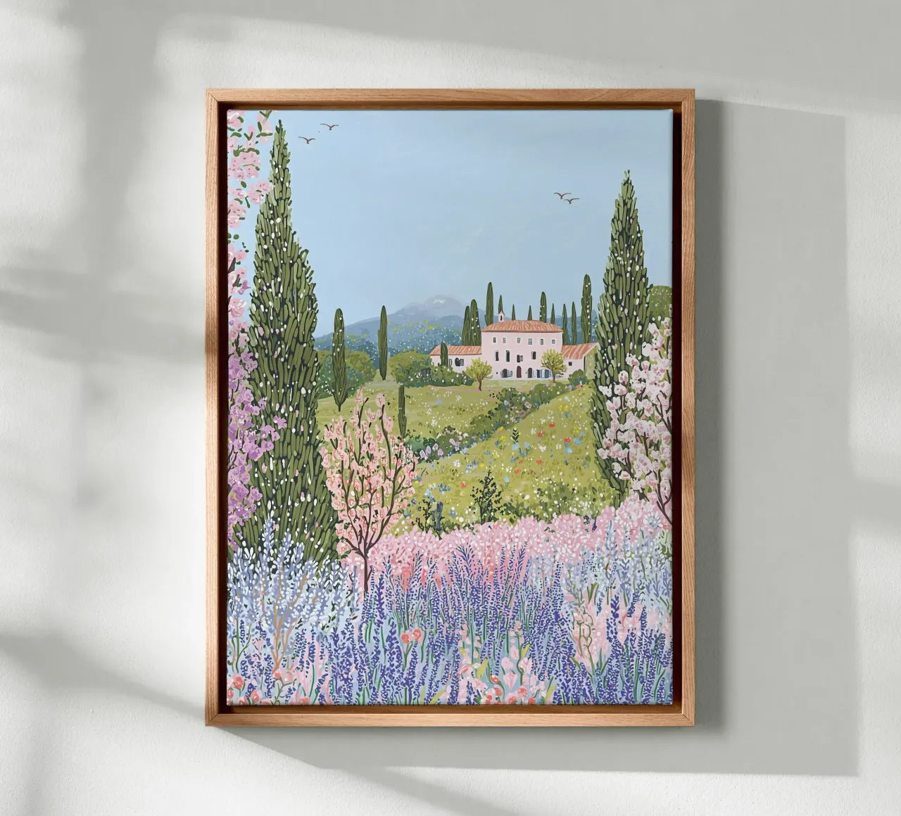 Provence Frankrijk, Reisposter, Mooie Bloemen Muurkunst canvas met Baklijst van Gaia