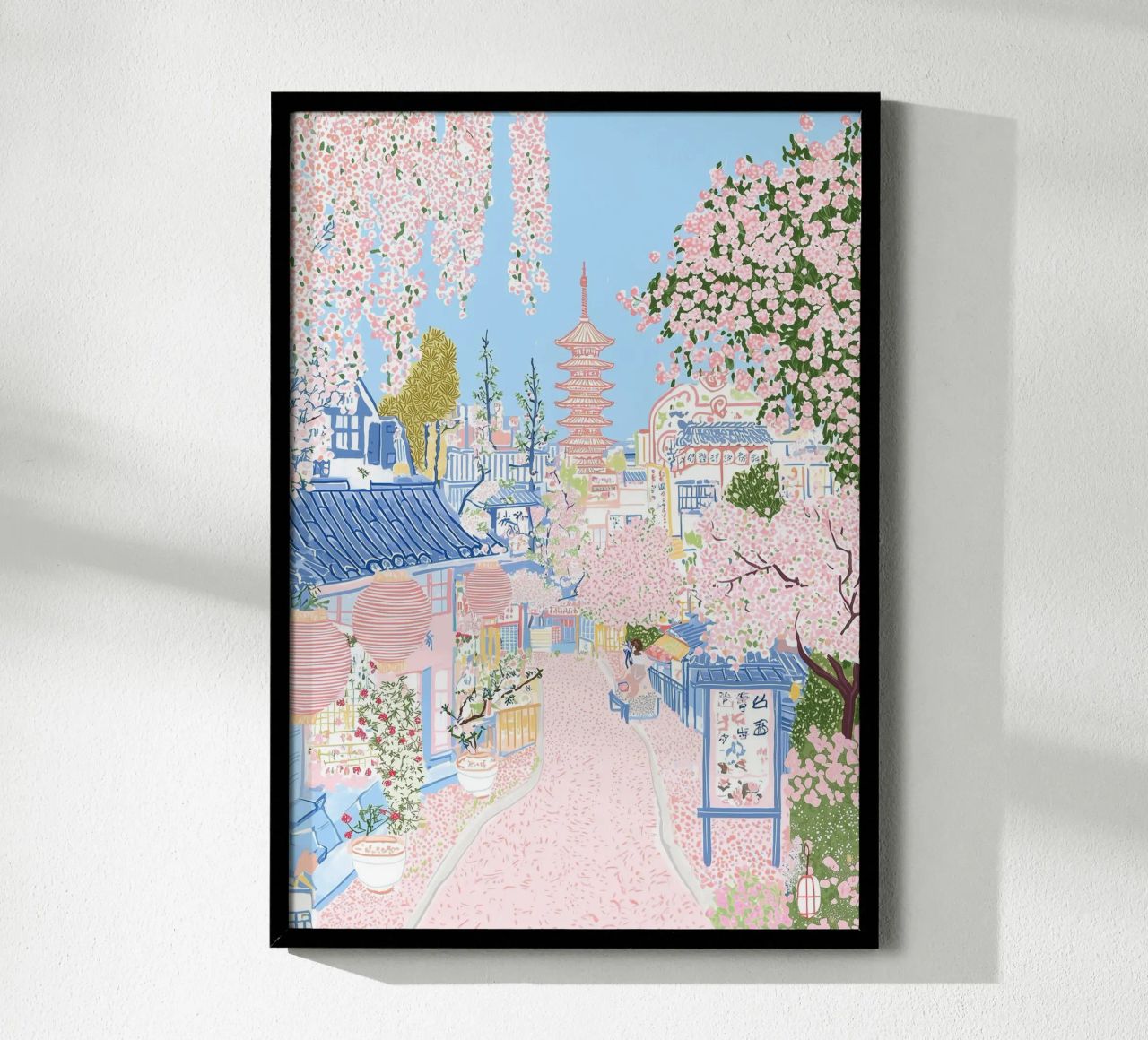 Japanischer Garten, Frühlingsposter, Blumenmarkt, Pastell Reisen Poster von Gaia