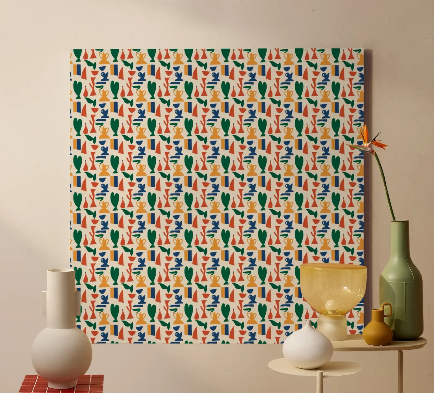 Vaas naadloos patroon canvas van Little Dean