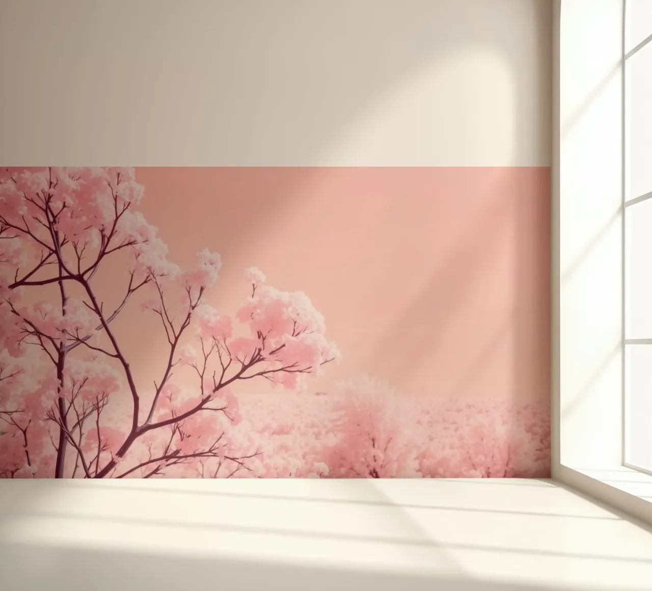 Blossoming pink trees under a pastel sky photo wallpaper by DesignDoodle