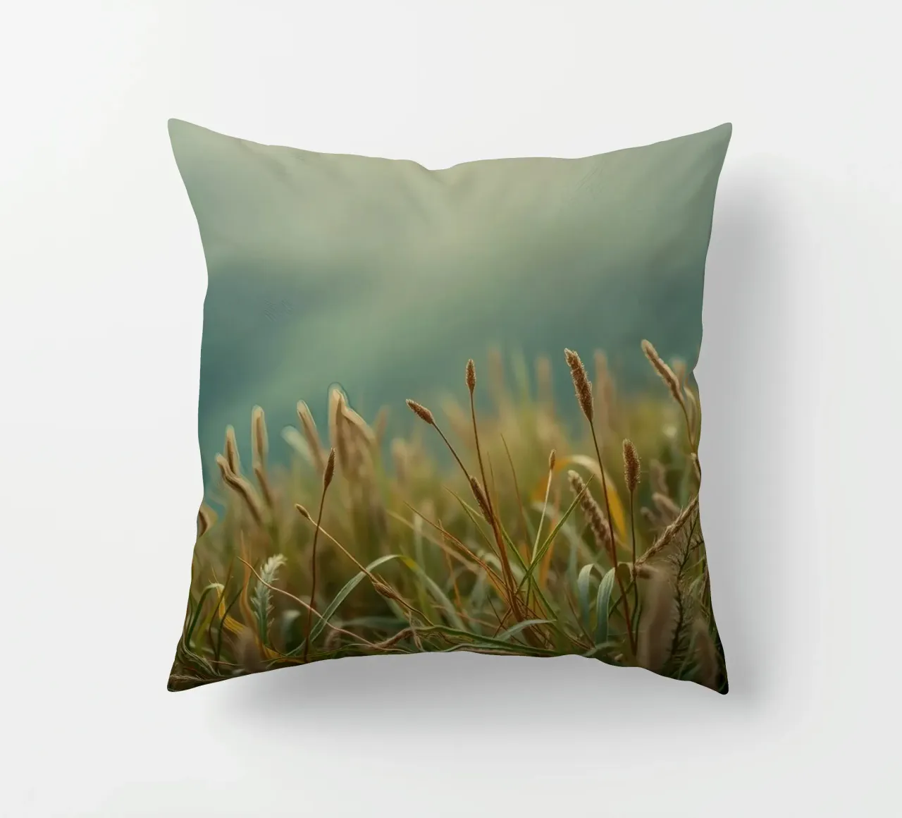 L'herbe dorée se balance doucement dans la brise sur le flanc d'une colline coussin de DesignDoodle