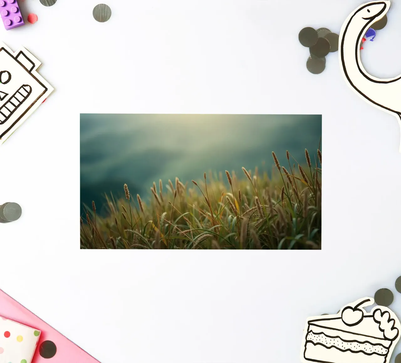 L'herbe dorée se balance doucement dans la brise sur le flanc d'une colline autocollant de DesignDoodle