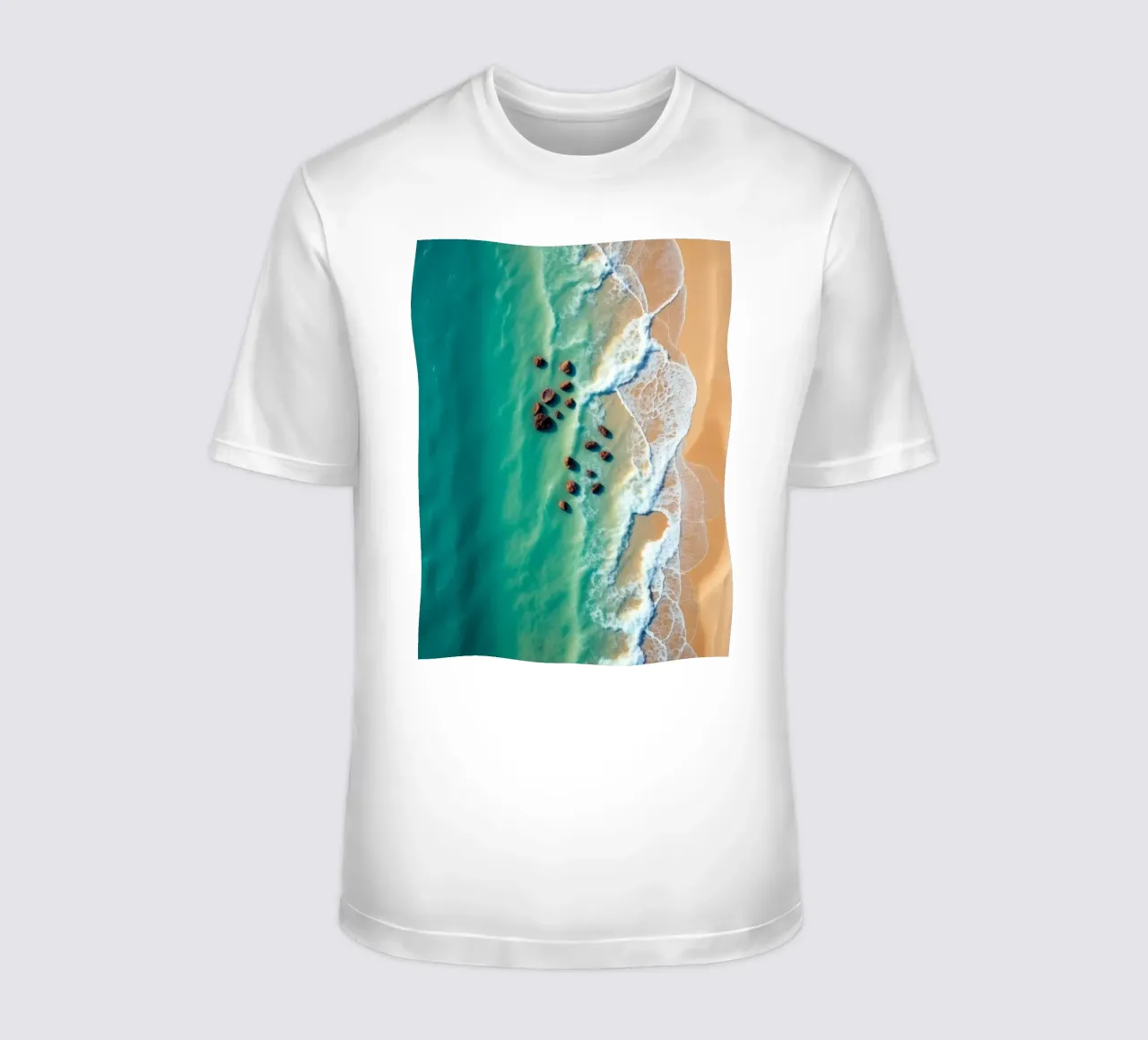 Splendido litorale con acqua limpida e turchese, spiaggia sabbiosa t-shirt da DesignDoodle