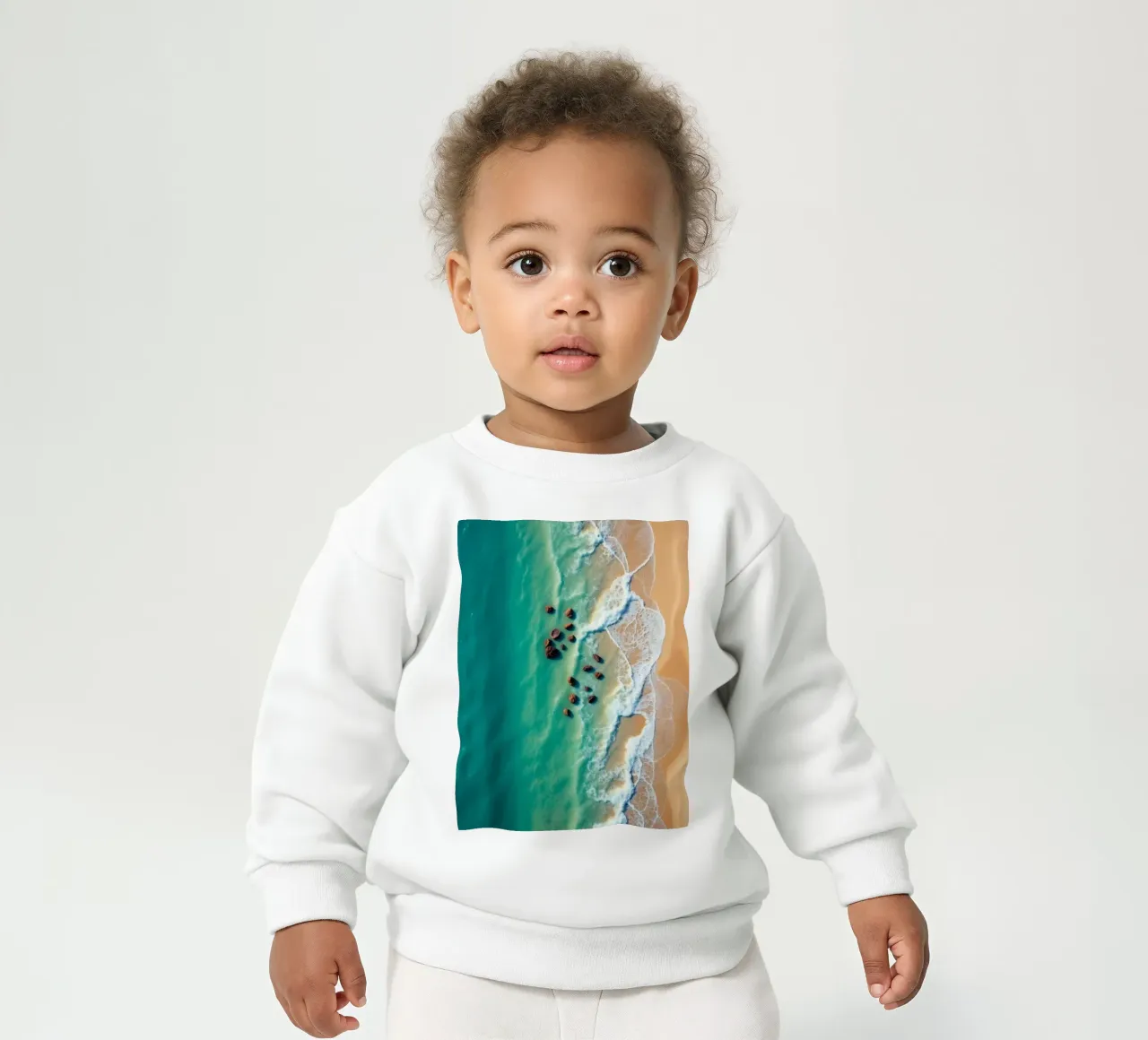 Splendido litorale con acqua limpida e turchese, spiaggia sabbiosa felpa neonato da DesignDoodle