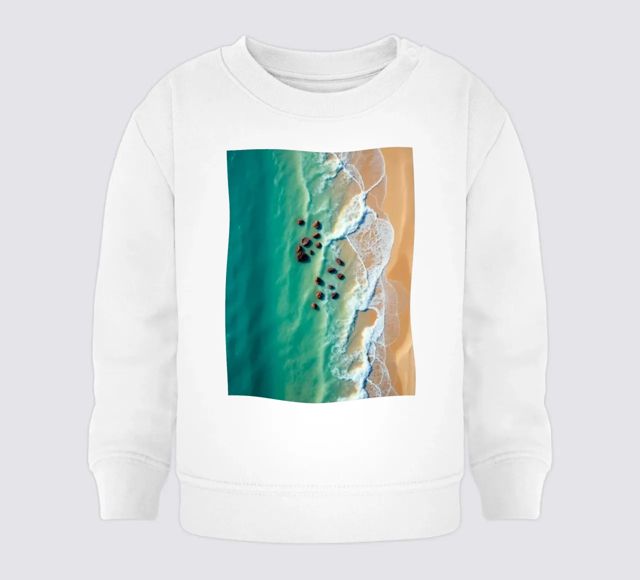 Splendido litorale con acqua limpida e turchese, spiaggia sabbiosa felpa neonato da DesignDoodle