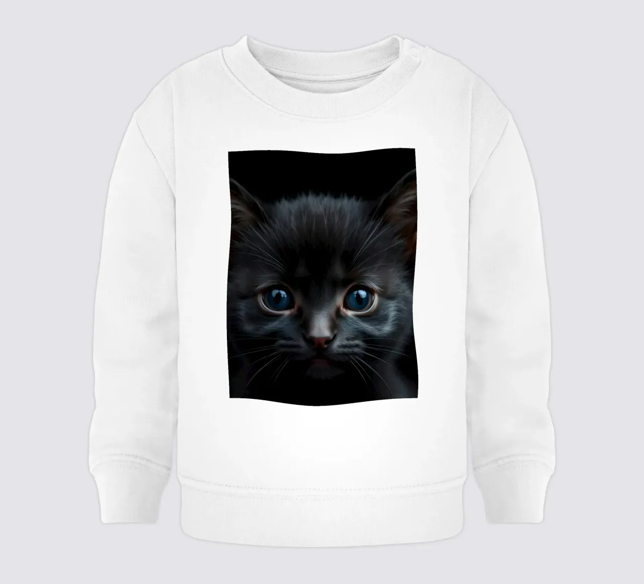 Un mystérieux chaton noir aux yeux bleus saisissants regarde l'intention sweat pour bébé de DesignDoodle