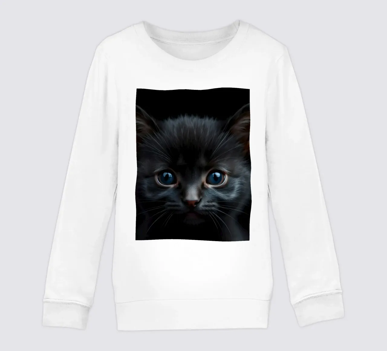 Un mystérieux chaton noir aux yeux bleus saisissants regarde l'intention sweat enfant de DesignDoodle