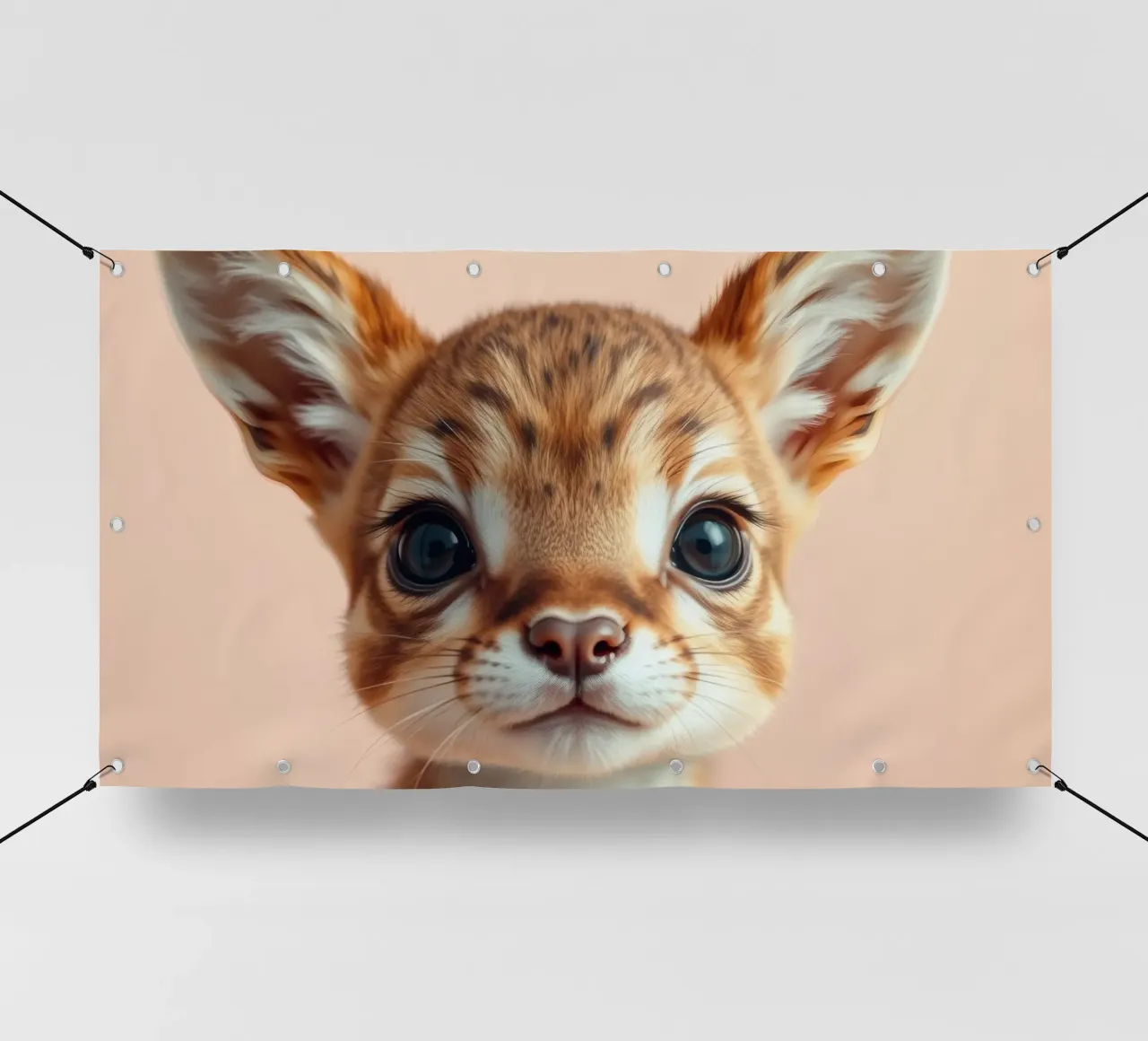 Animale giovane e carino con grandi occhi e grandi orecchie in posa telo in pvc da DesignDoodle