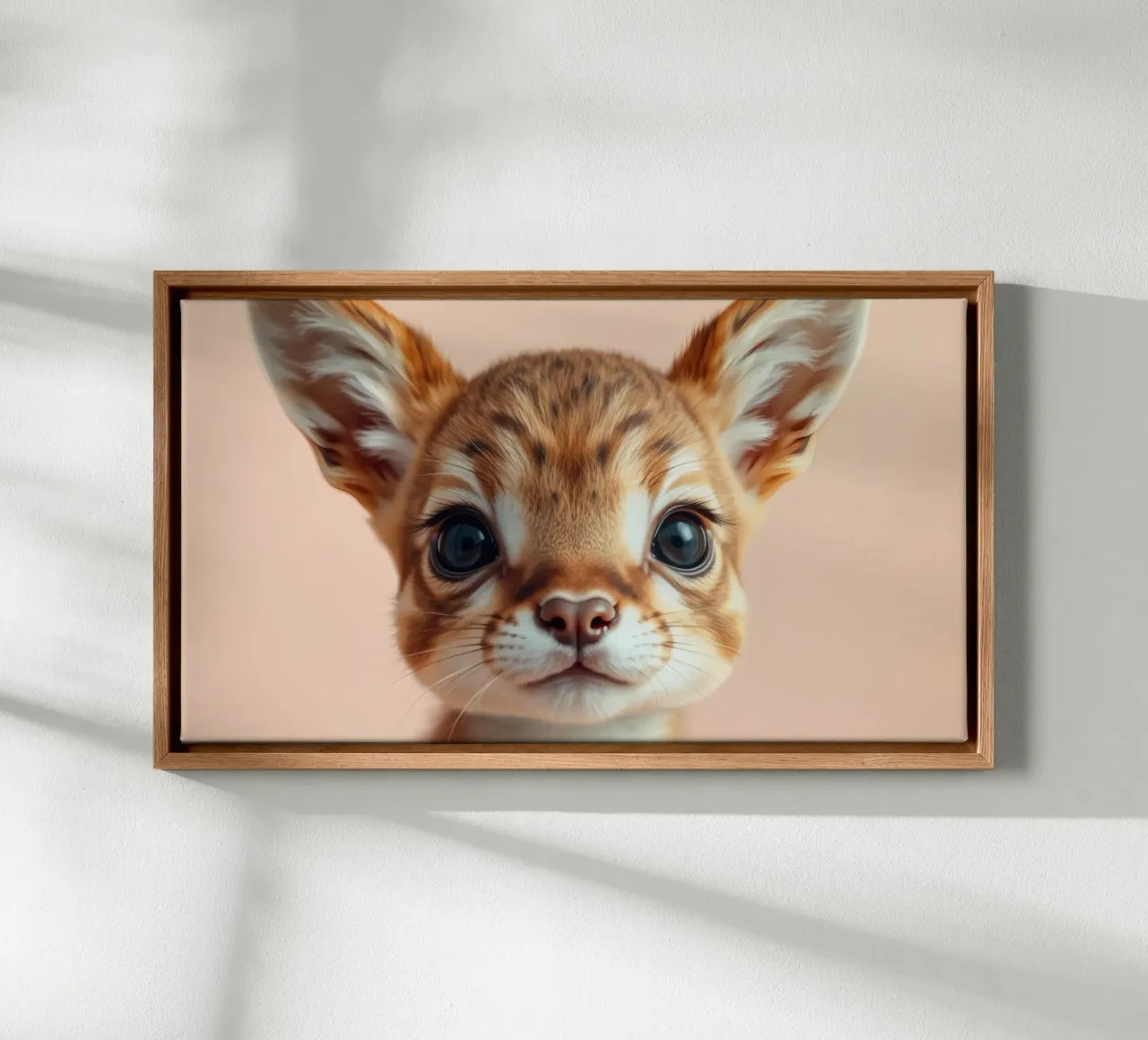 Animale giovane e carino con grandi occhi e grandi orecchie in posa tela con Cornice a cassetta da DesignDoodle
