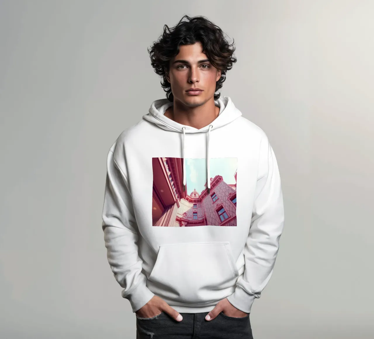 Splendida architettura rosa con dettagli di design intricati felpa con cappuccio da DesignDoodle