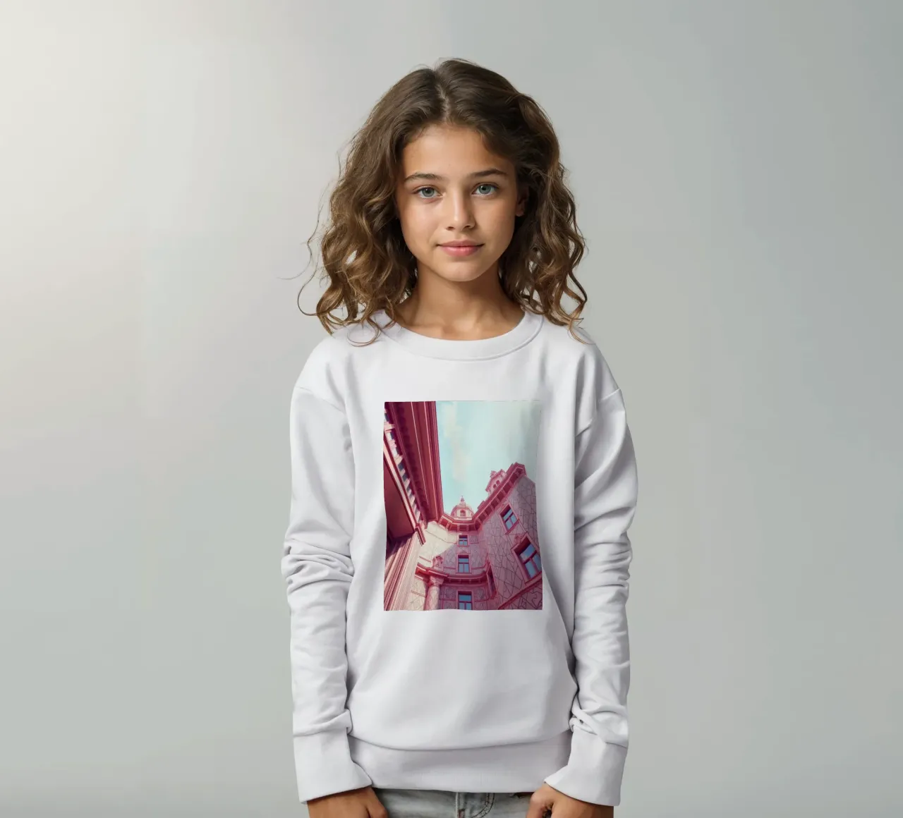 Prachtige roze architectuur met ingewikkelde ontwerpdetails kinder sweatshirt van DesignDoodle