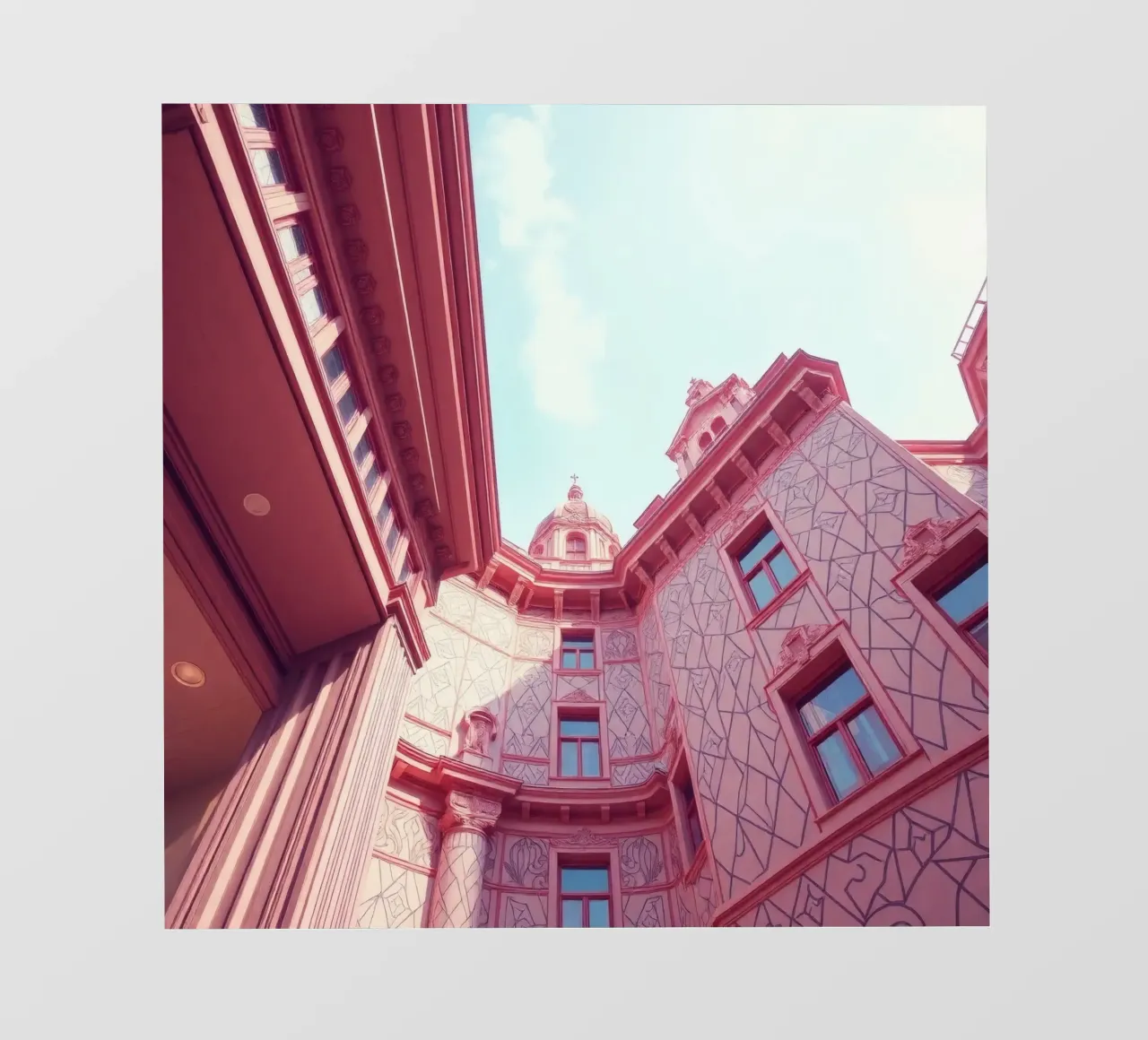 Stunning pink architecture intricate design details photo wallpaper by DesignDoodle