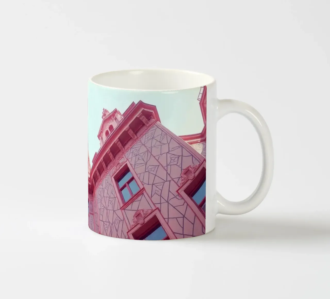Stunning pink architecture intricate design details ceramic mug by DesignDoodle