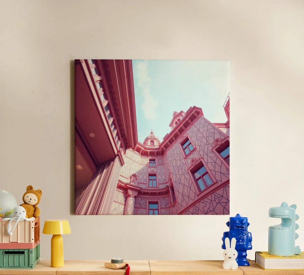 Stunning pink architecture intricate design details canvas by DesignDoodle