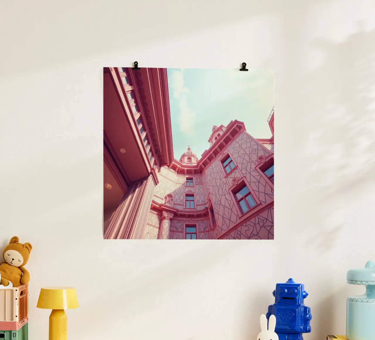 Stunning pink architecture intricate design details poster by DesignDoodle