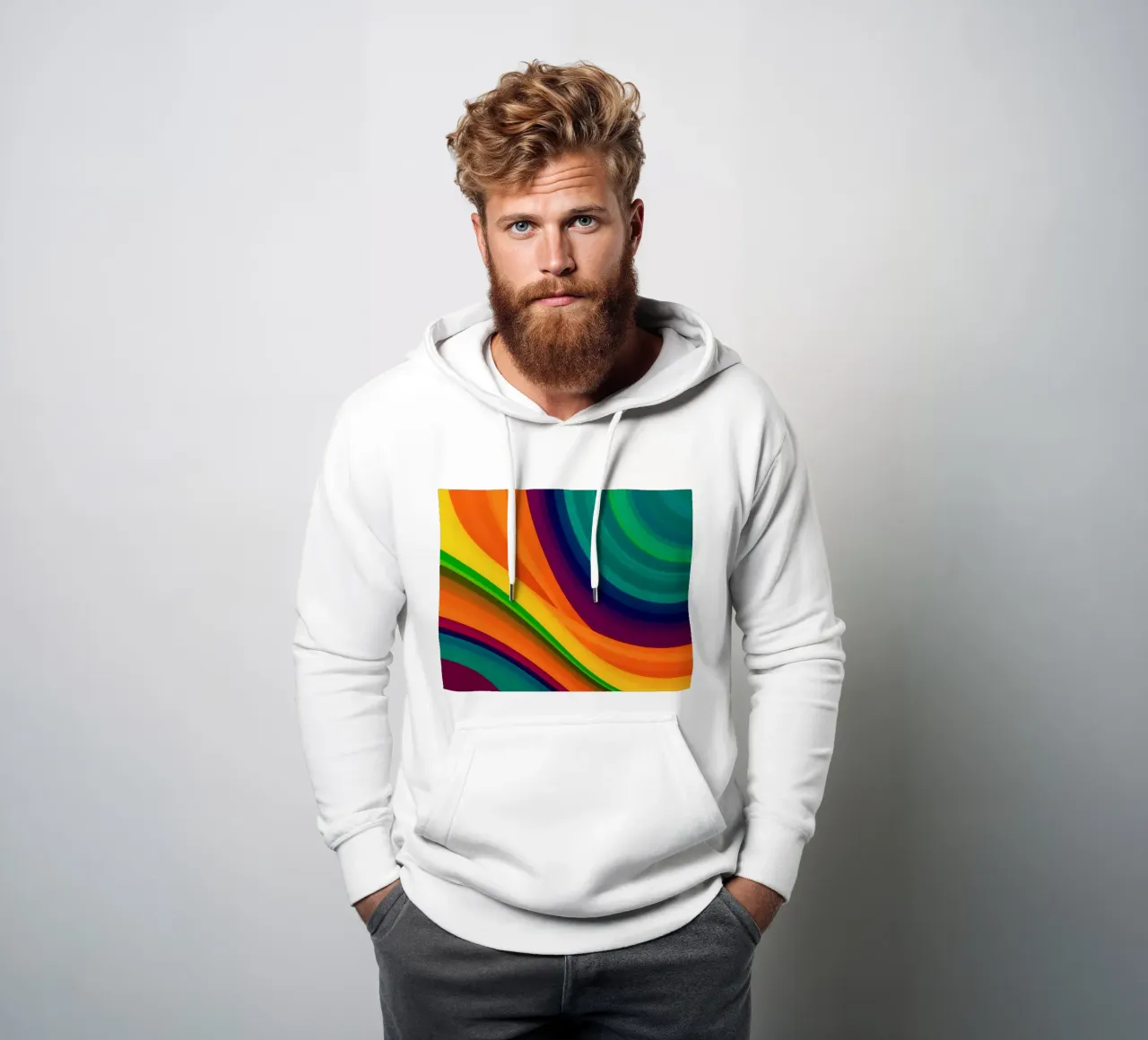 Colorful abstract patterns create a vibrant artwork hoodie by DesignDoodle