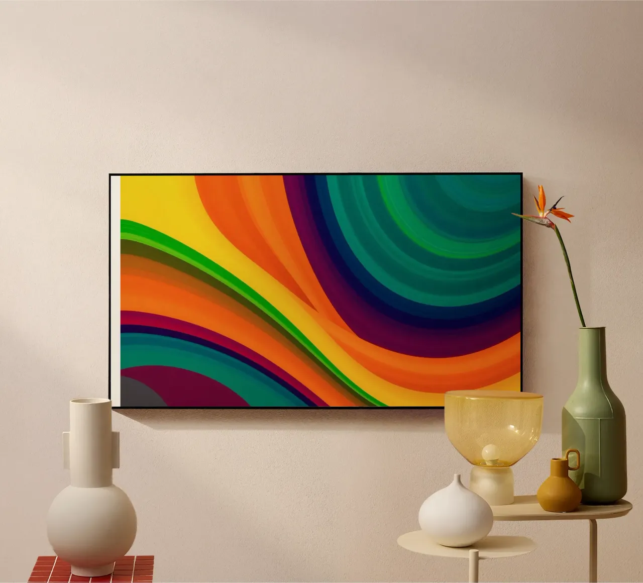 Colorful abstract patterns create a vibrant artwork acrylic glass by DesignDoodle