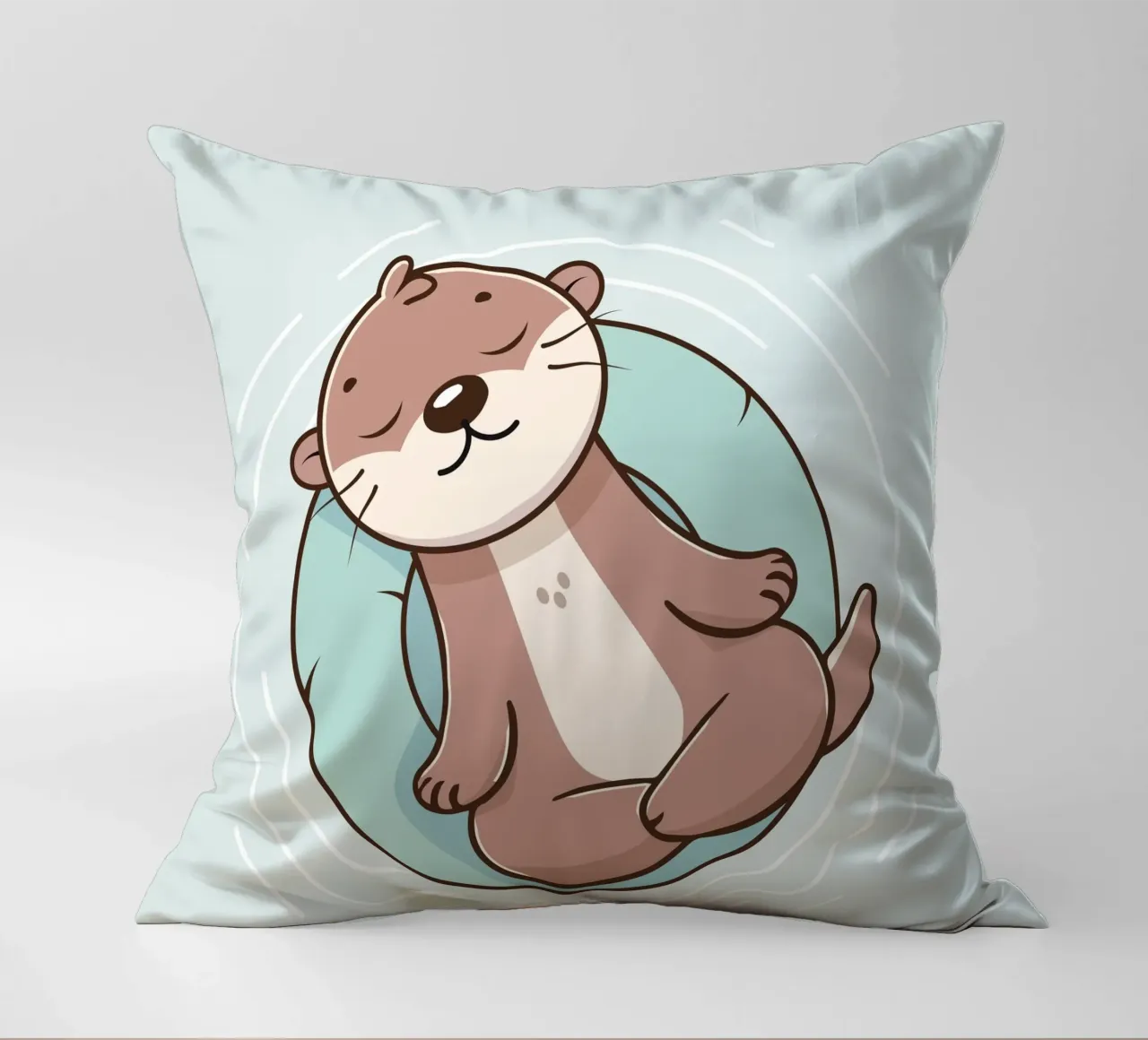 Relaxed otter - mindfulness & tranquillity decorative cushion by namosh