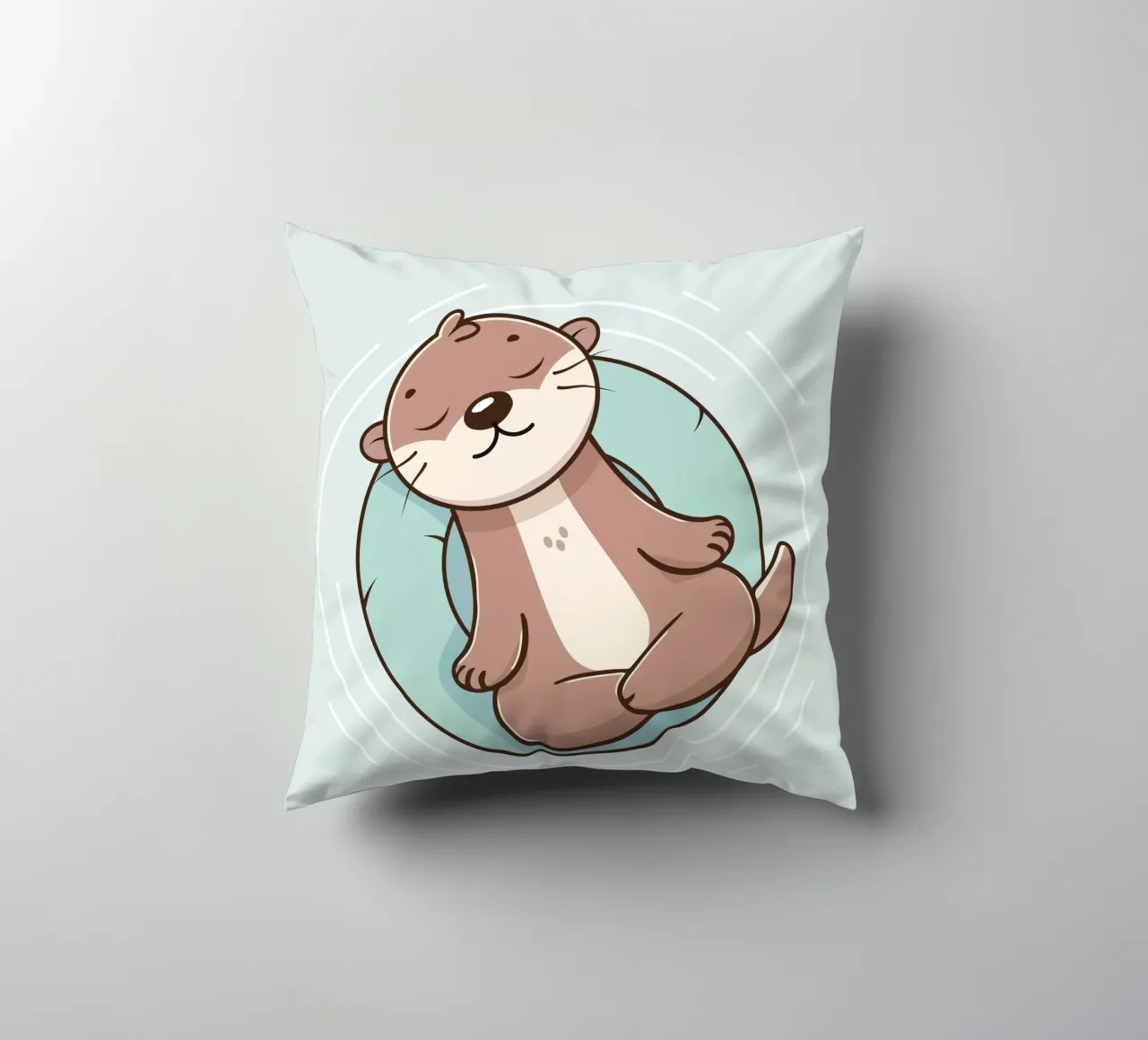 Relaxed otter - mindfulness & tranquillity decorative cushion by namosh