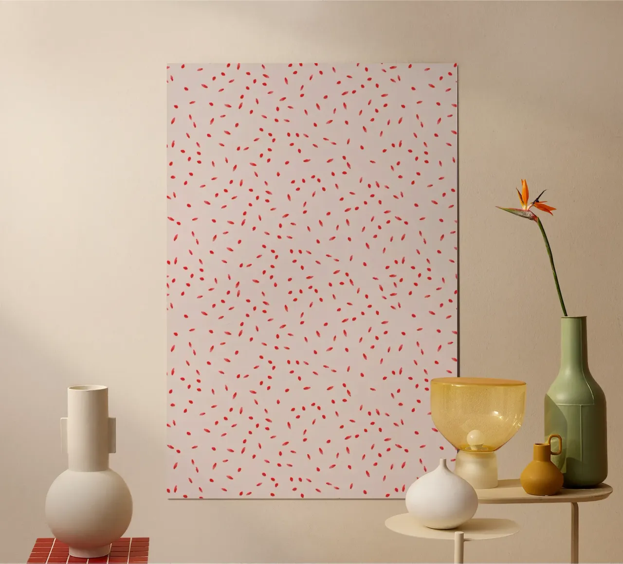 Red Sprinkles poster con telaio in alluminio da Kind of Style