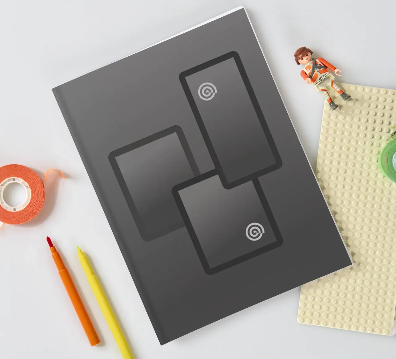 Three grey and black rectangles notebook by Something for you