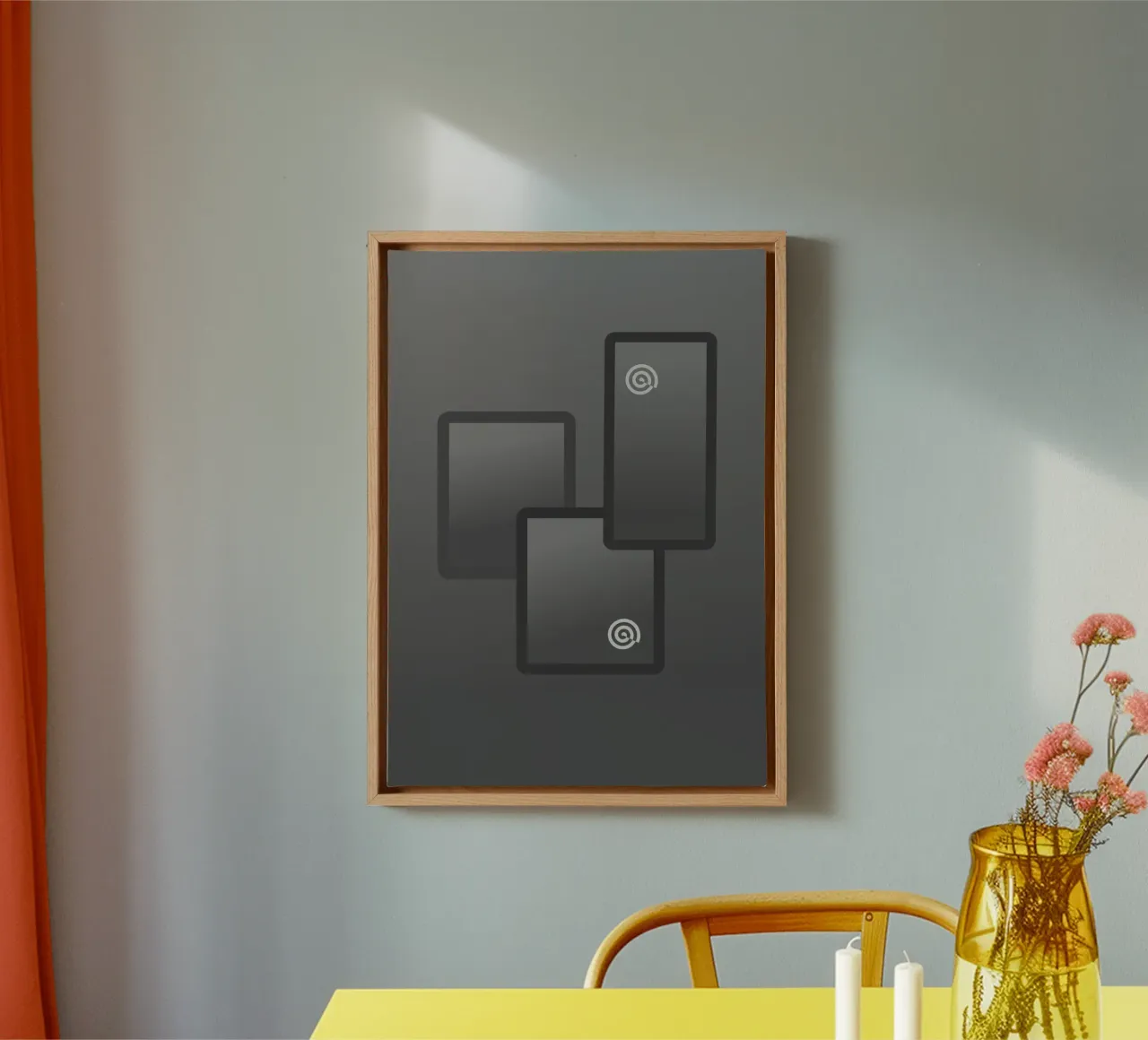 Three grey and black rectangles canvas with Floater frame by Something for you