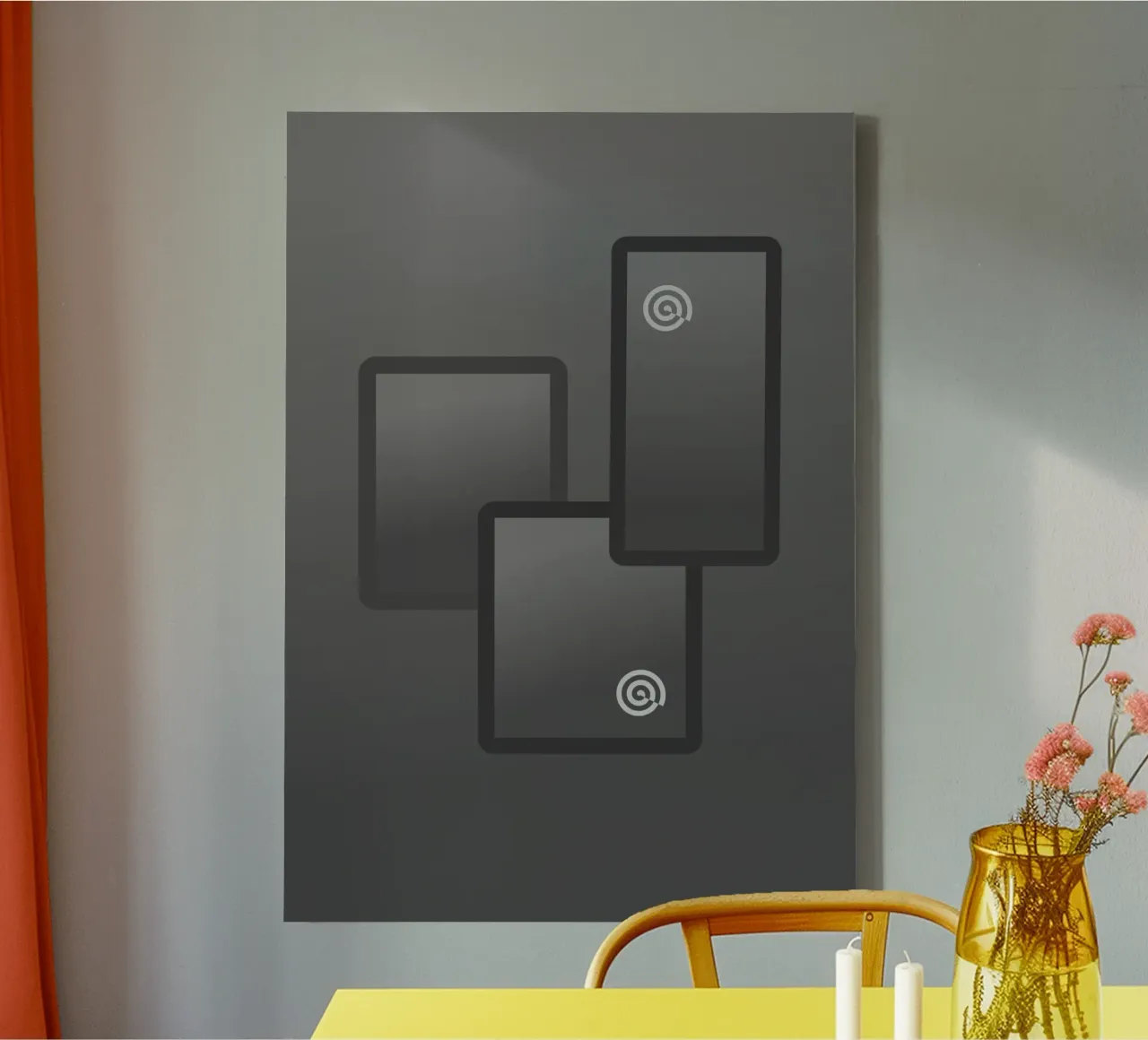 Three grey and black rectangles canvas with Floater frame by Something for you