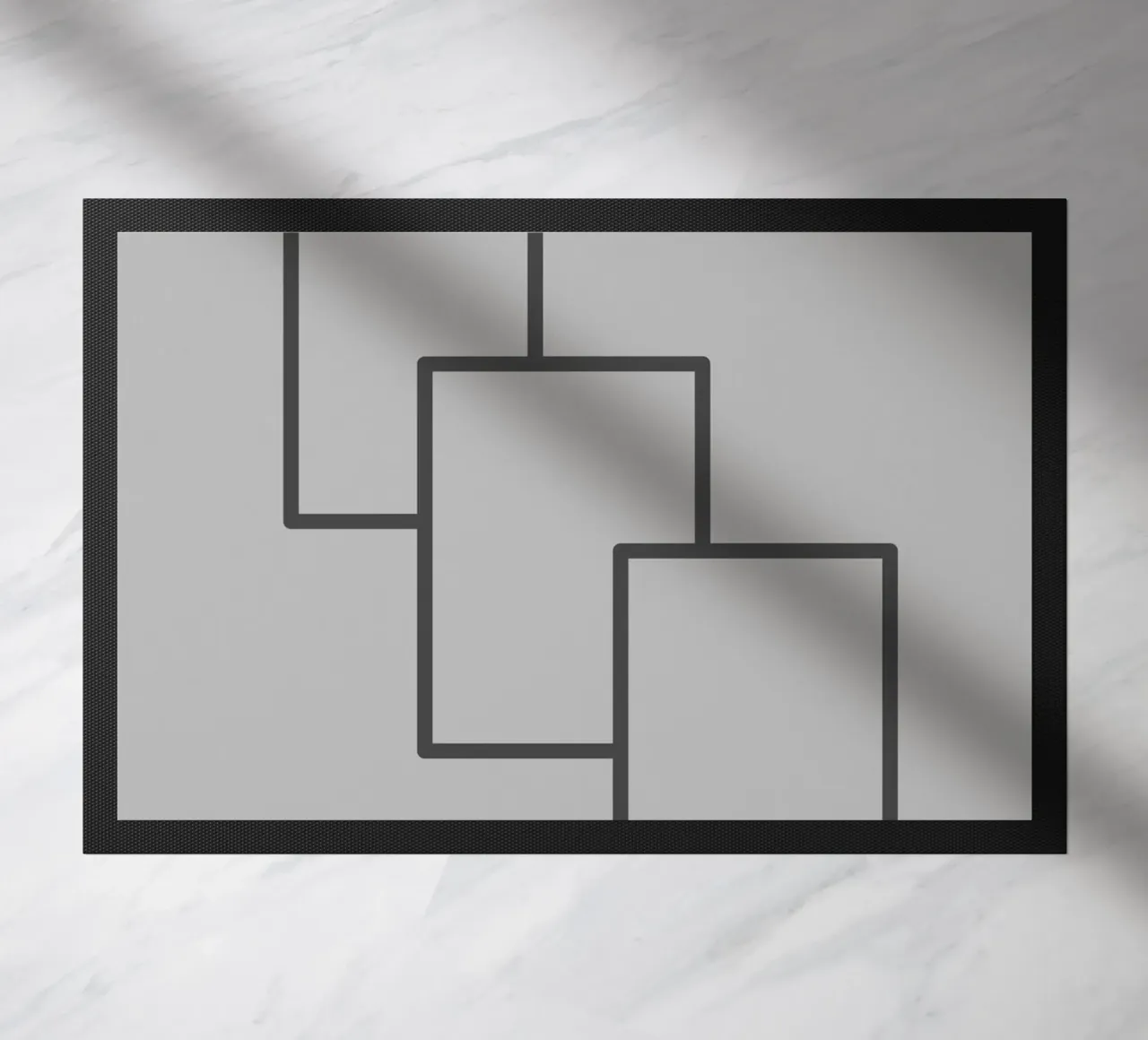 Three black rectangles on a grey background doormat by Something for you