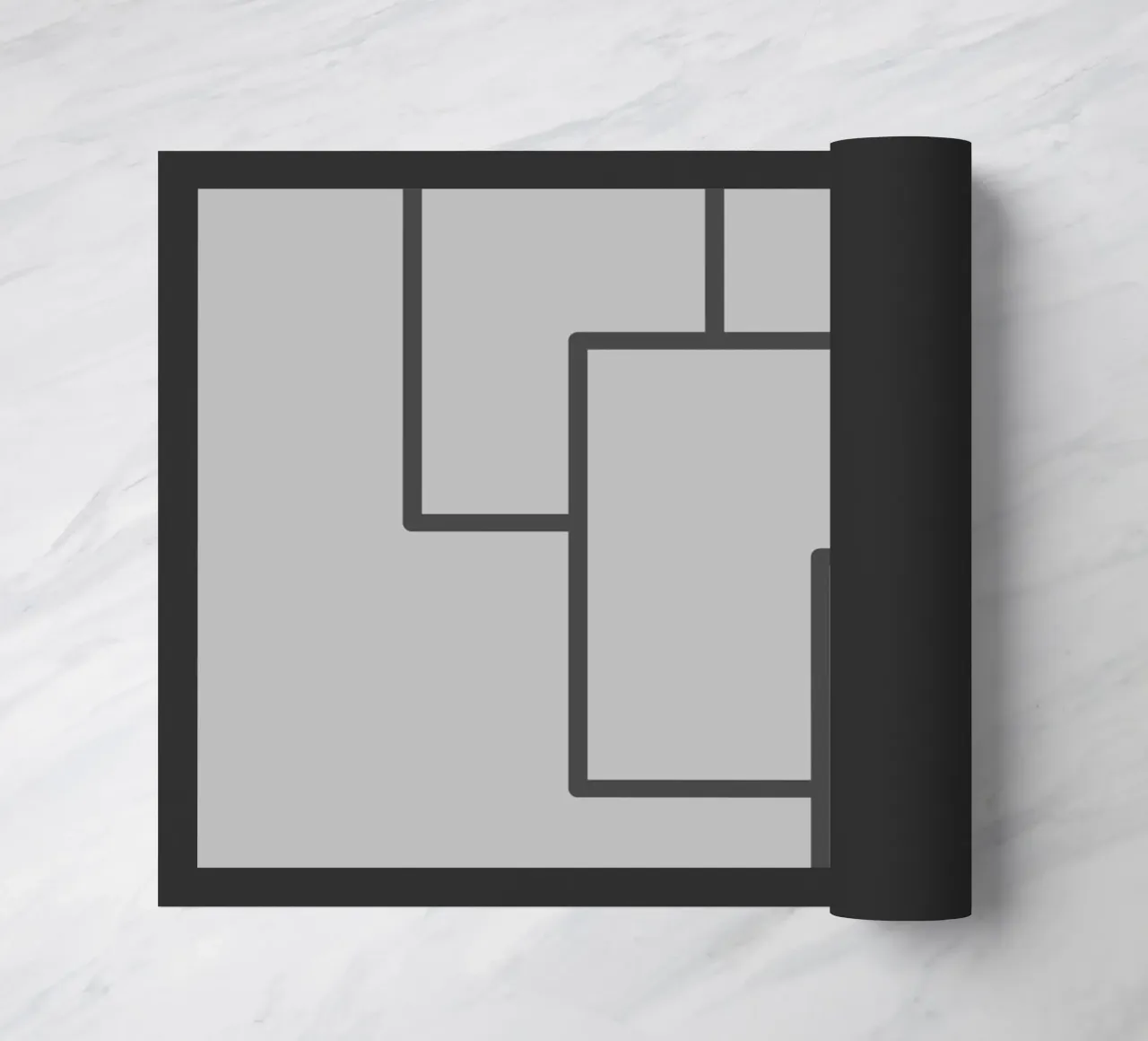 Three black rectangles on a grey background doormat by Something for you