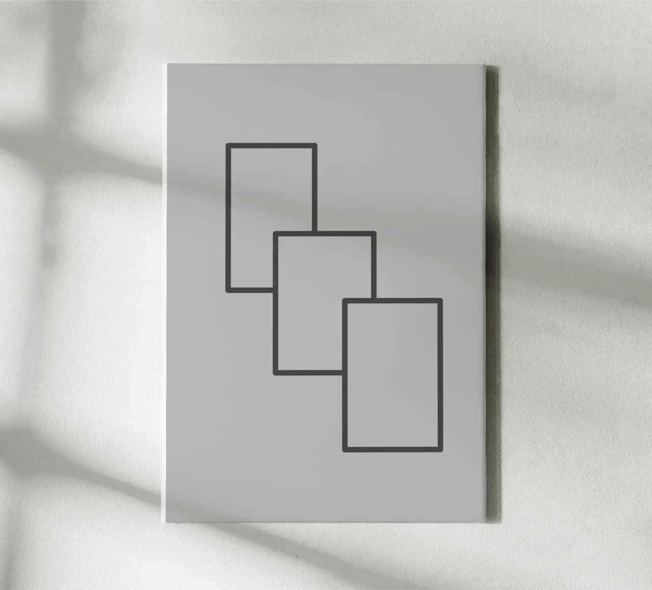 Three black rectangles on a grey background canvas by Something for you