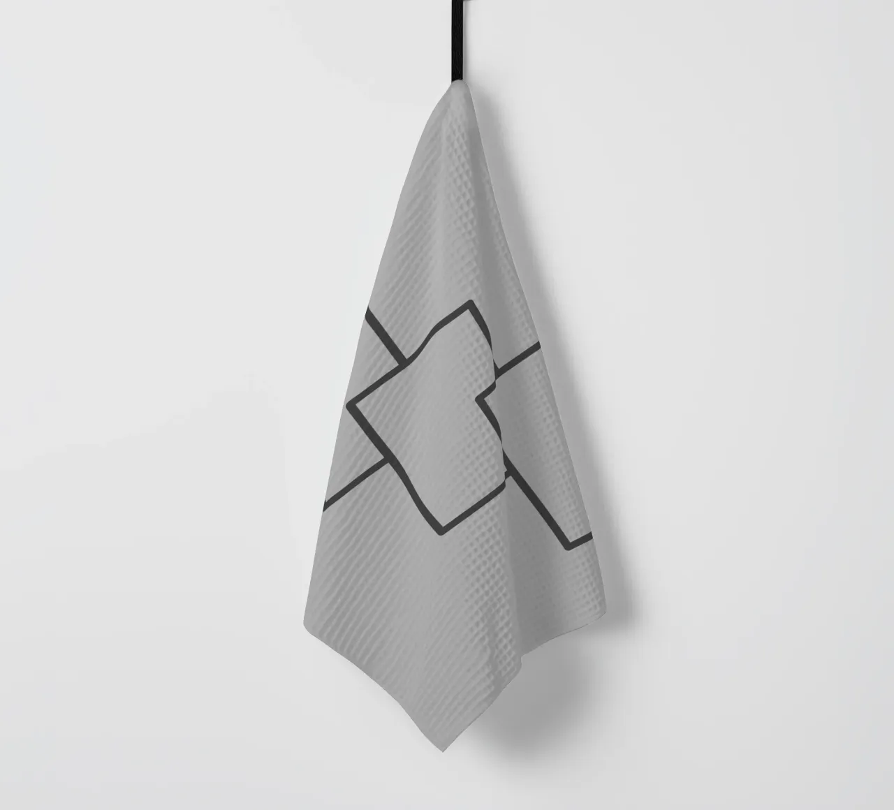 Three black rectangles on a grey background tea towel by Something for you