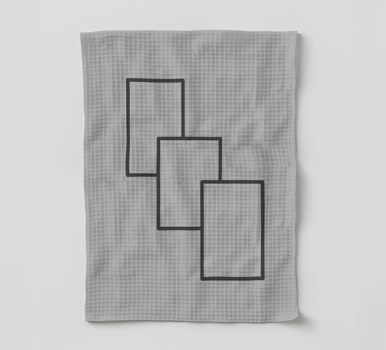 Three black rectangles on a grey background tea towel by Something for you