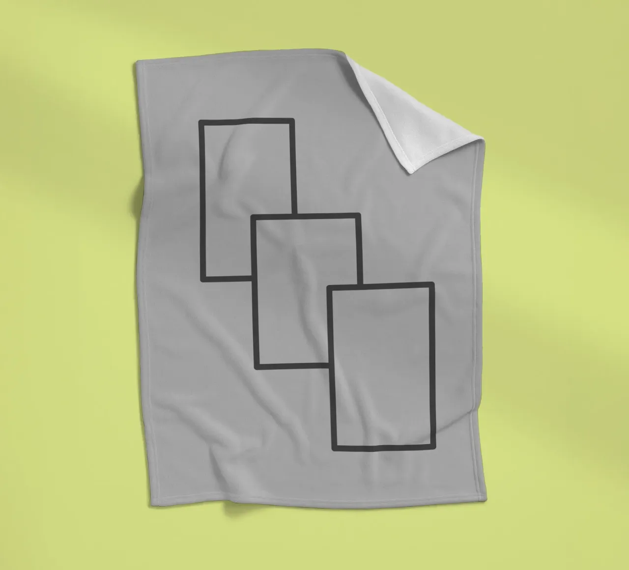 Three black rectangles on a grey background fleece blanket by Something for you