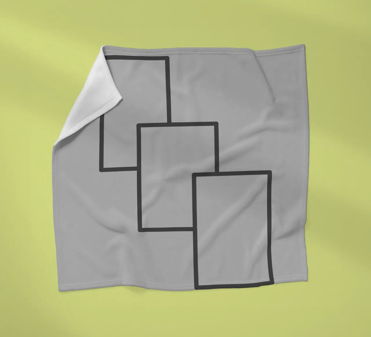 Three black rectangles on a grey background fleece blanket by Something for you