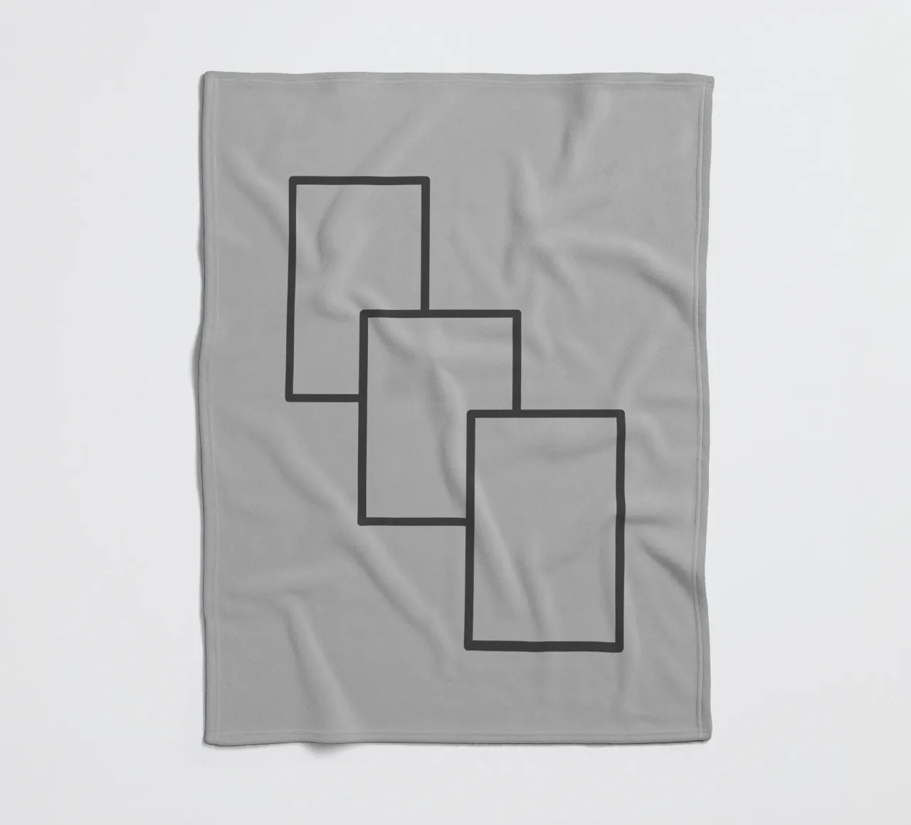 Three black rectangles on a grey background fleece blanket by Something for you