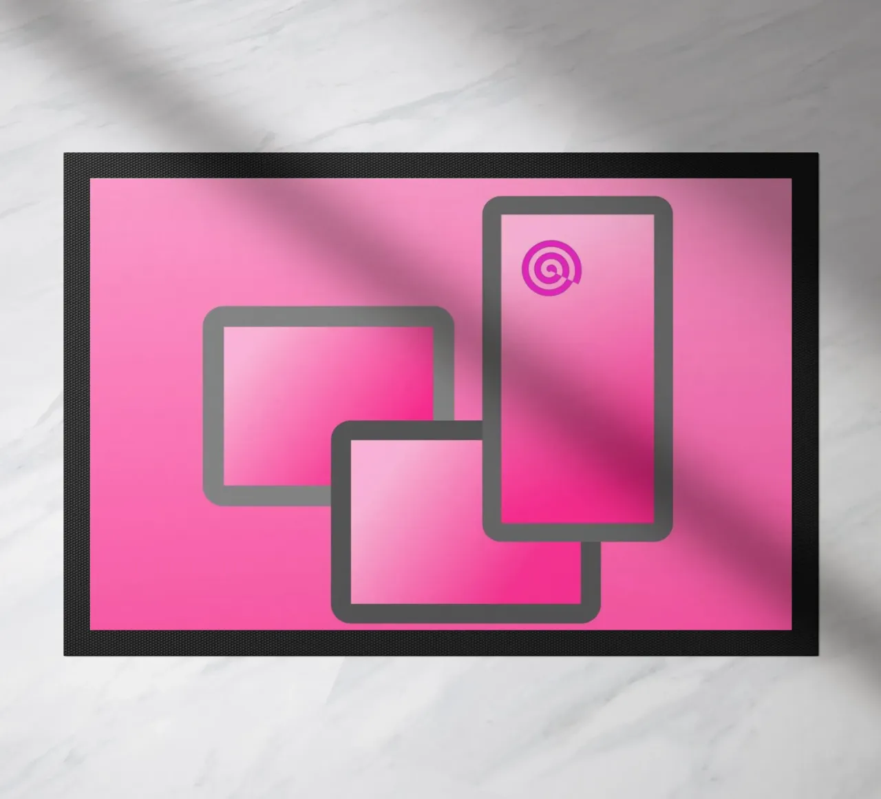 Three rectangles on a pink background doormat by Something for you