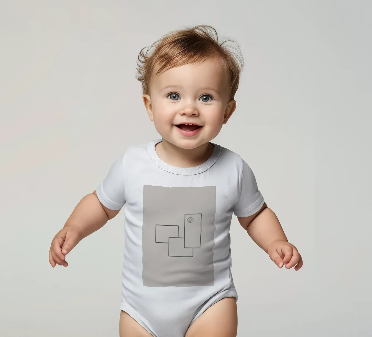 Three rectangles on a grey background short-sleeve baby romper by Something for you