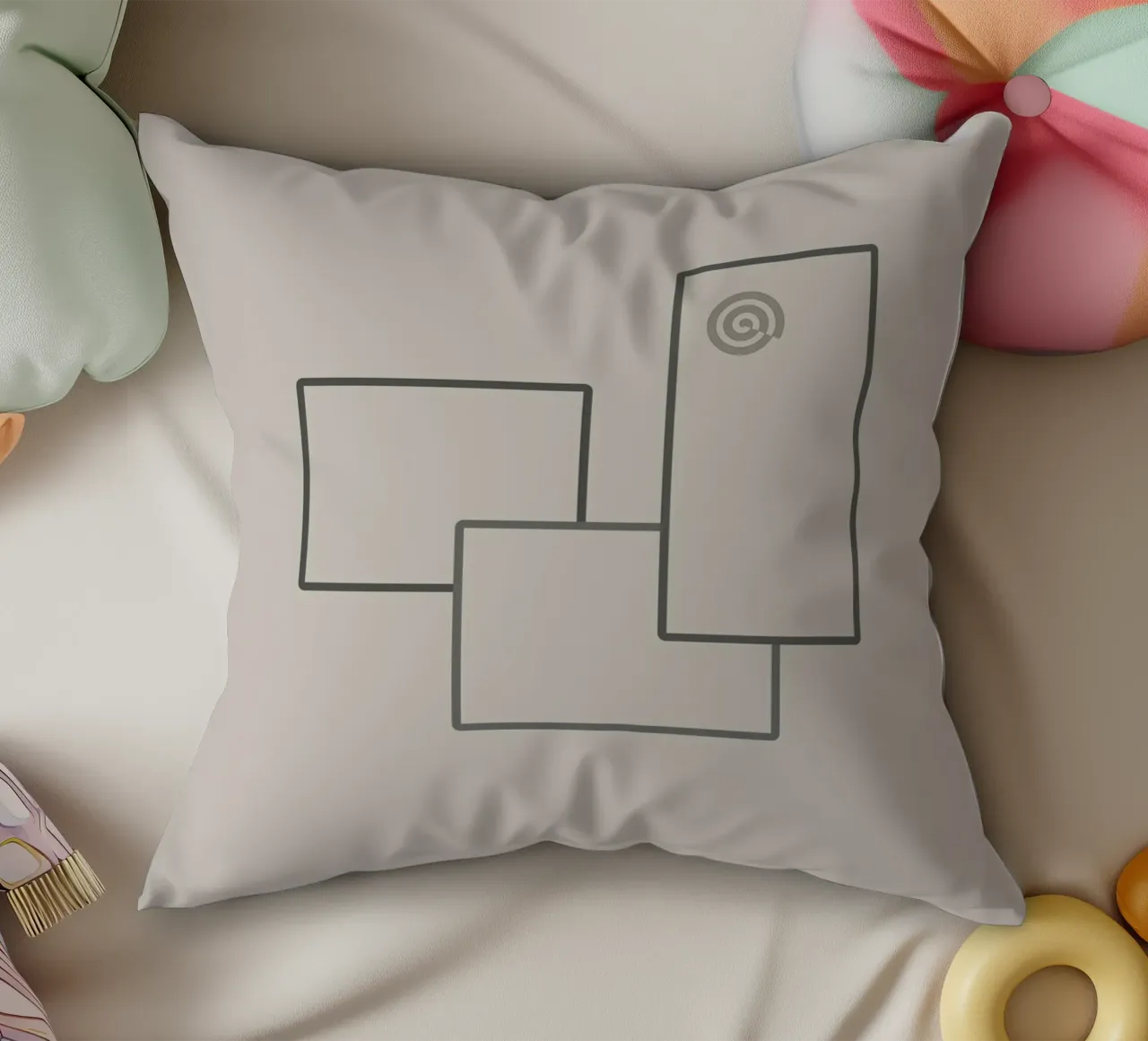Three rectangles on a grey background decorative cushion by Something for you