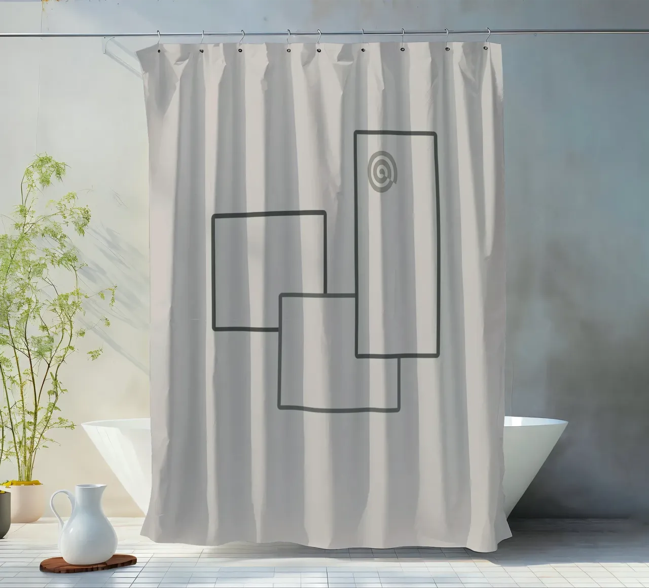 Three rectangles on a grey background shower curtain by Something for you