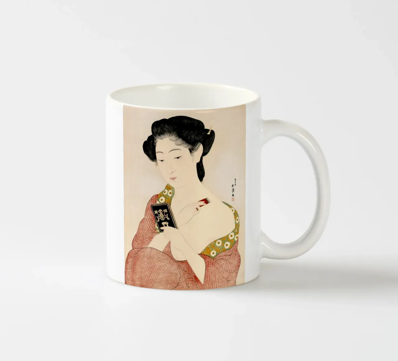 Ukiyo-e: Pittura giapponese, Una donna in biancheria intima, Goyo tazza in ceramica da Aesthetic Muse